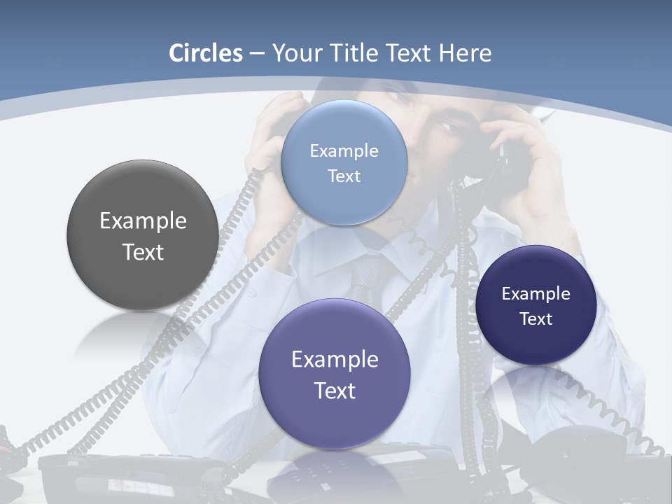 A Man In A Blue Shirt And Tie Talking On A Telephone PowerPoint Template