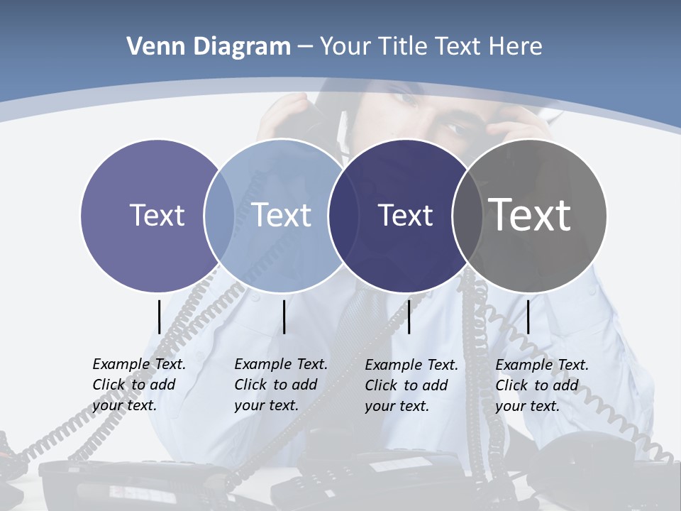 A Man In A Blue Shirt And Tie Talking On A Telephone PowerPoint Template