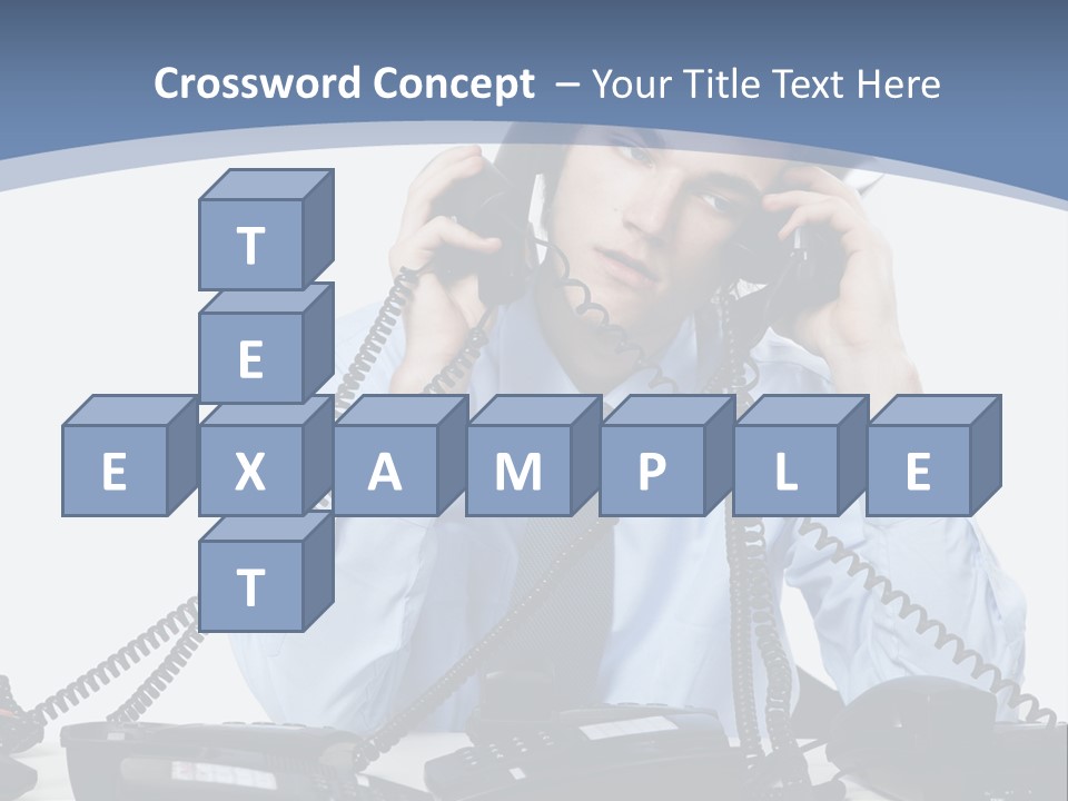 A Man In A Blue Shirt And Tie Talking On A Telephone PowerPoint Template