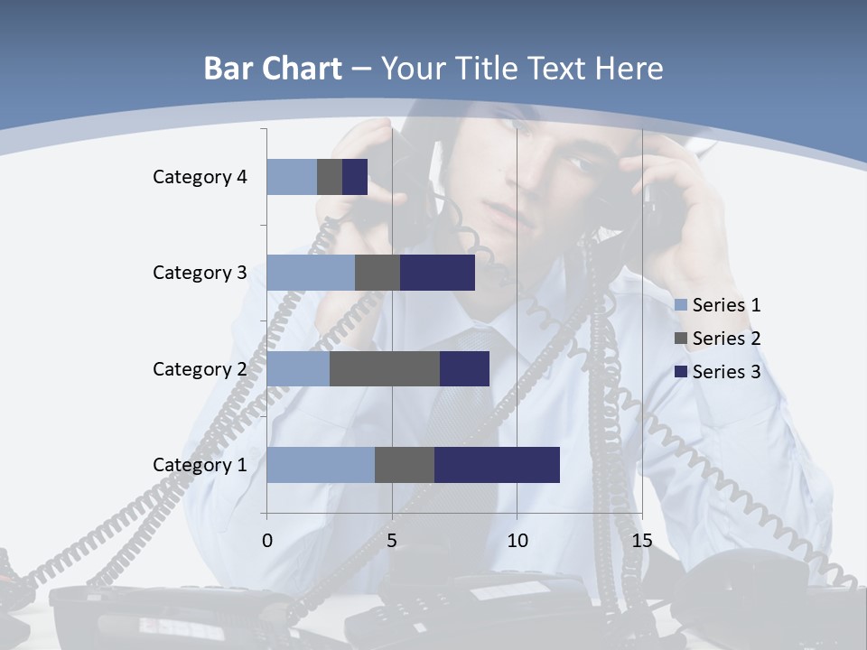 A Man In A Blue Shirt And Tie Talking On A Telephone PowerPoint Template