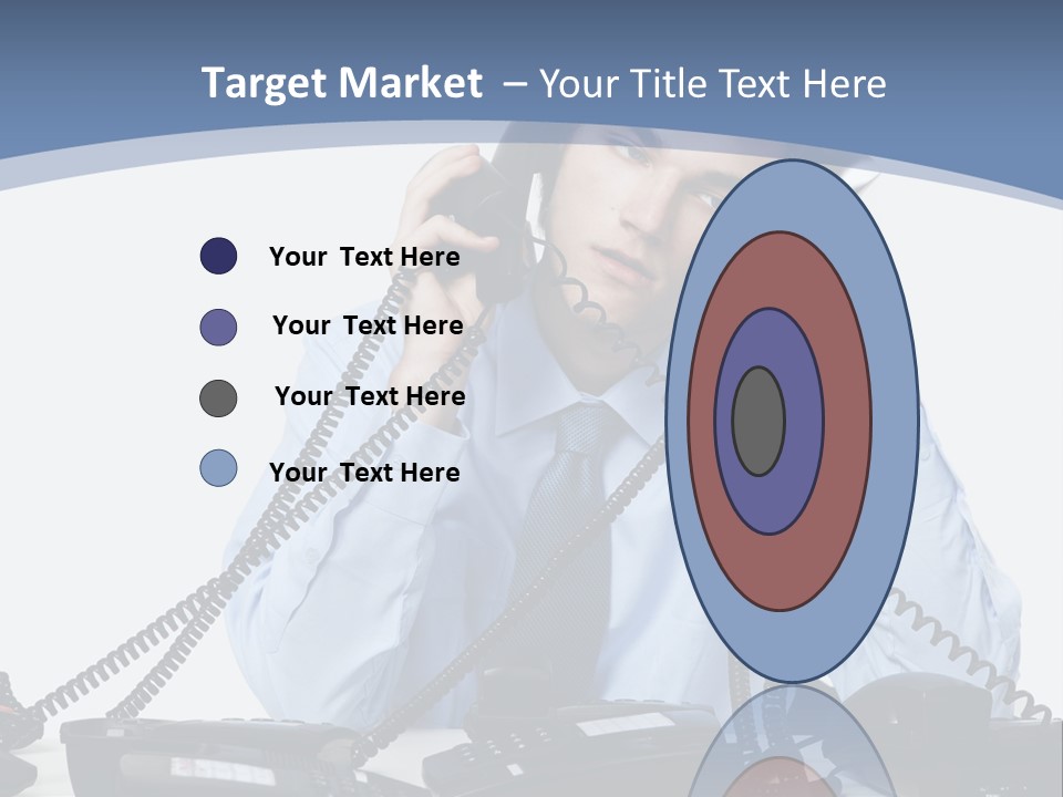 A Man In A Blue Shirt And Tie Talking On A Telephone PowerPoint Template