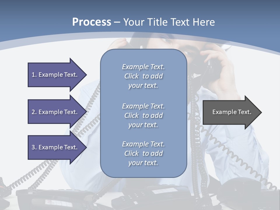 A Man In A Blue Shirt And Tie Talking On A Telephone PowerPoint Template