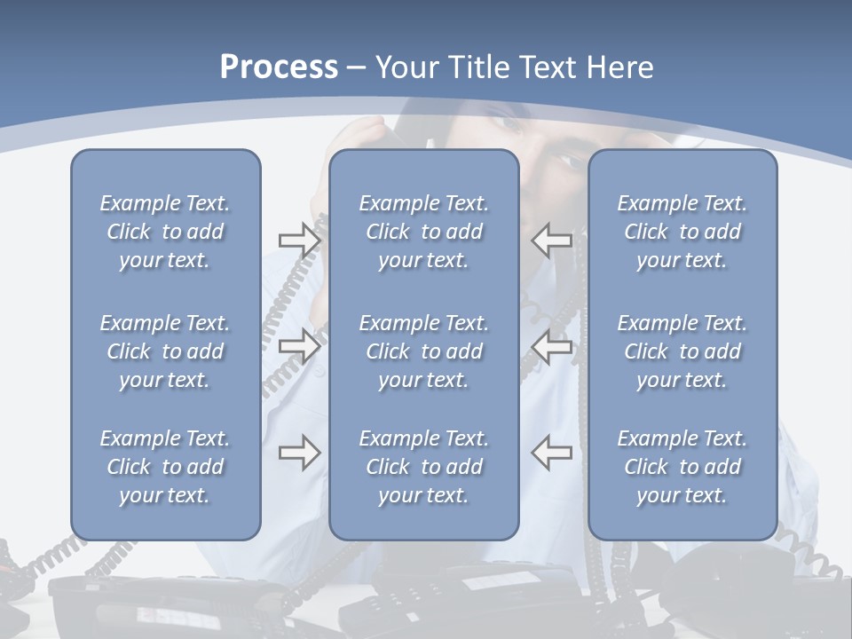 A Man In A Blue Shirt And Tie Talking On A Telephone PowerPoint Template
