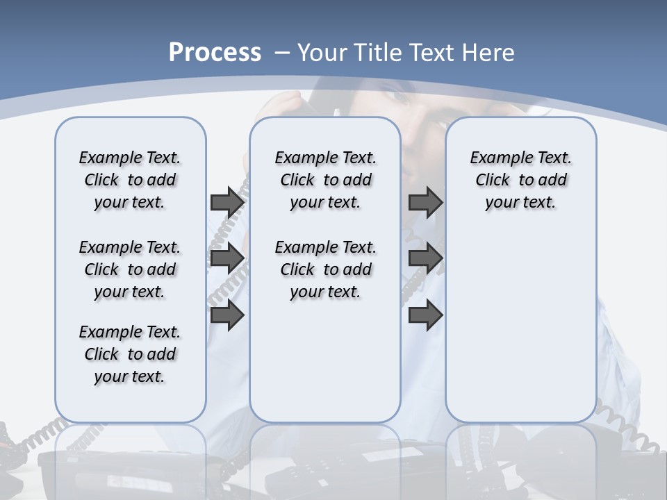 A Man In A Blue Shirt And Tie Talking On A Telephone PowerPoint Template