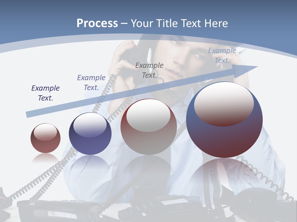 A Man In A Blue Shirt And Tie Talking On A Telephone PowerPoint Template