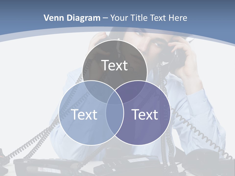 A Man In A Blue Shirt And Tie Talking On A Telephone PowerPoint Template