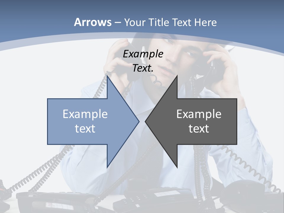 A Man In A Blue Shirt And Tie Talking On A Telephone PowerPoint Template