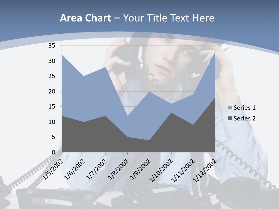 A Man In A Blue Shirt And Tie Talking On A Telephone PowerPoint Template