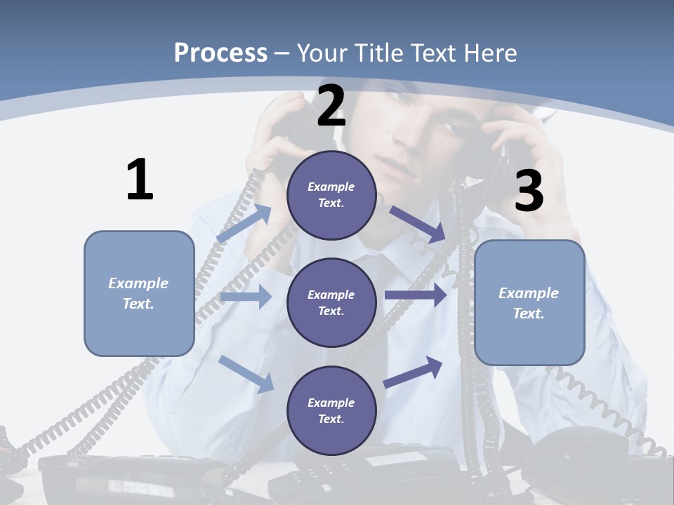 A Man In A Blue Shirt And Tie Talking On A Telephone PowerPoint Template