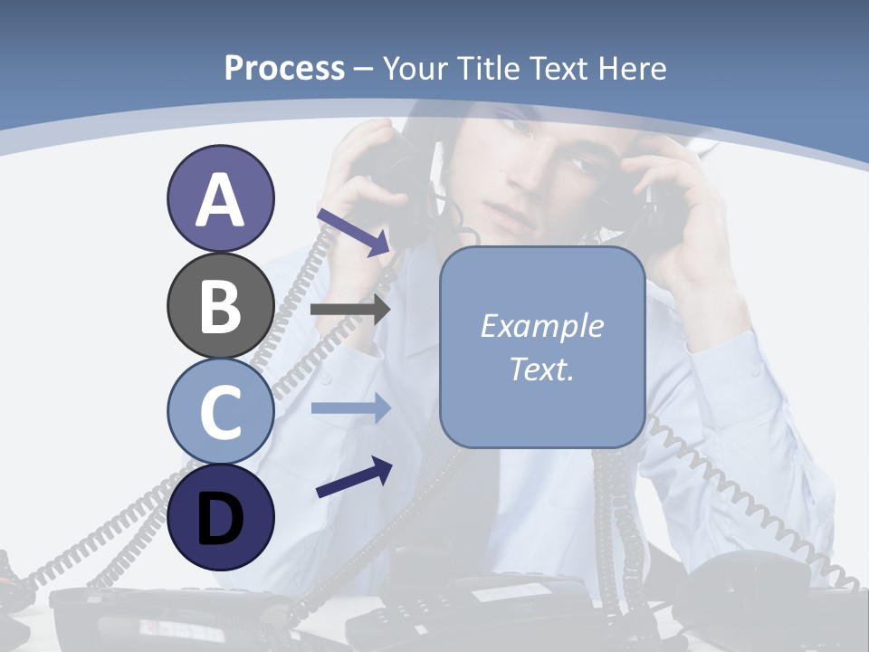 A Man In A Blue Shirt And Tie Talking On A Telephone PowerPoint Template