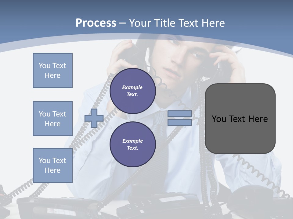A Man In A Blue Shirt And Tie Talking On A Telephone PowerPoint Template