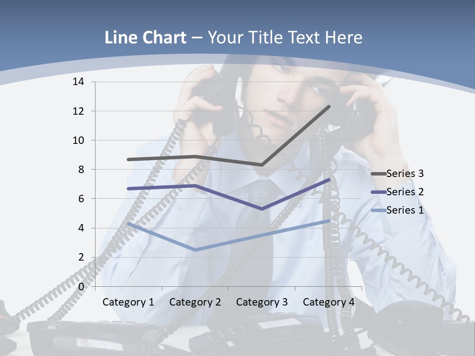 A Man In A Blue Shirt And Tie Talking On A Telephone PowerPoint Template
