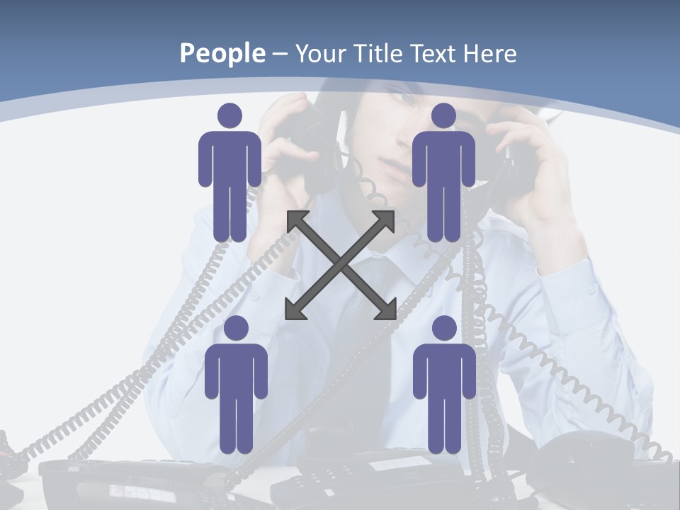 A Man In A Blue Shirt And Tie Talking On A Telephone PowerPoint Template