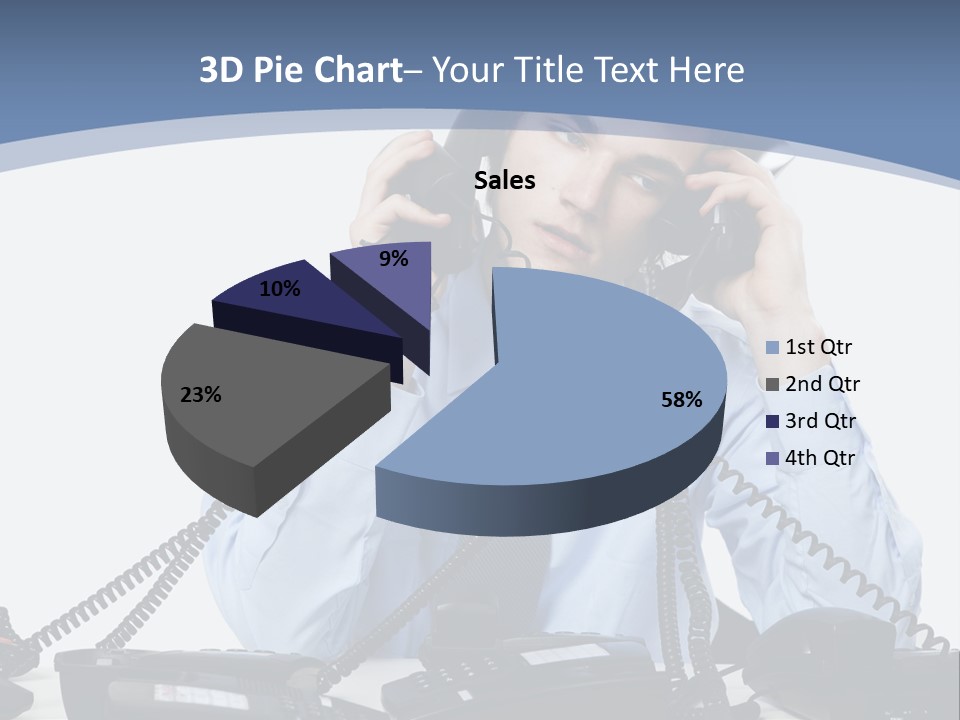 A Man In A Blue Shirt And Tie Talking On A Telephone PowerPoint Template