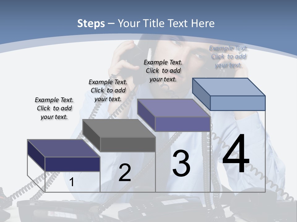 A Man In A Blue Shirt And Tie Talking On A Telephone PowerPoint Template