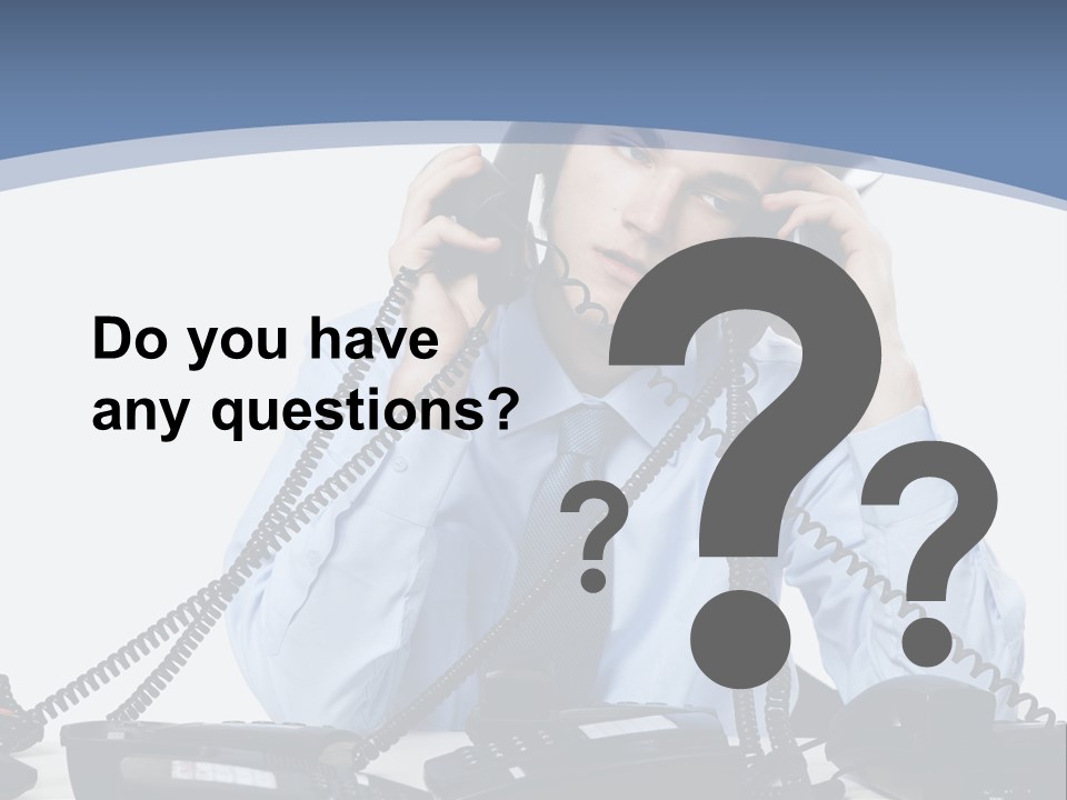 A Man In A Blue Shirt And Tie Talking On A Telephone PowerPoint Template