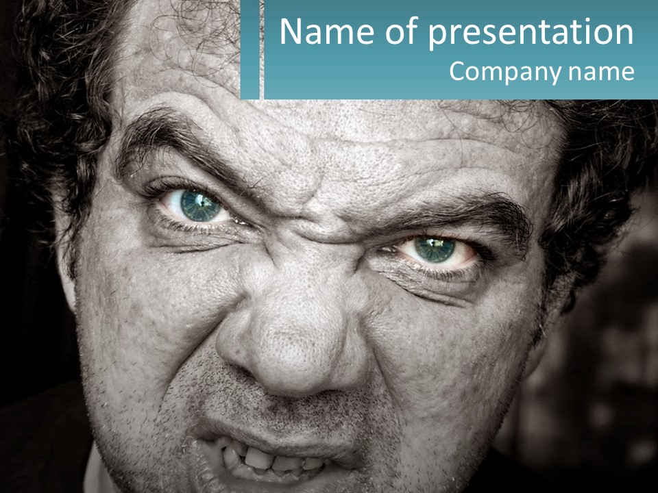 A Close Up Of A Person With Blue Eyes PowerPoint Template