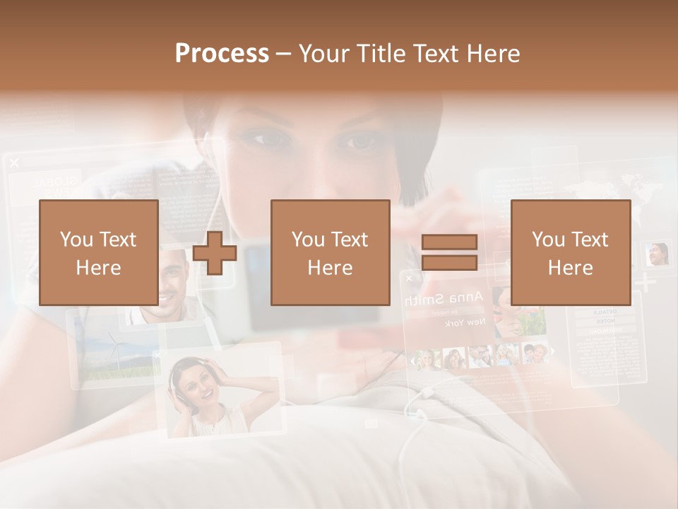 A Woman Holding A Cell Phone In Front Of Her Face PowerPoint Template