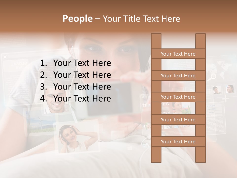 A Woman Holding A Cell Phone In Front Of Her Face PowerPoint Template