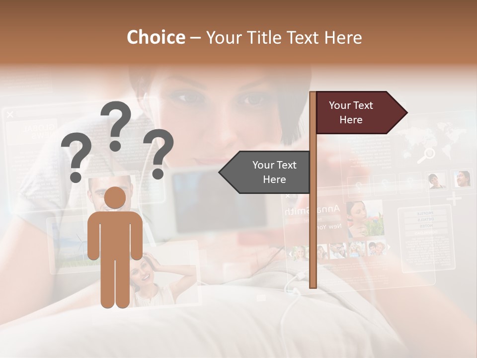 A Woman Holding A Cell Phone In Front Of Her Face PowerPoint Template