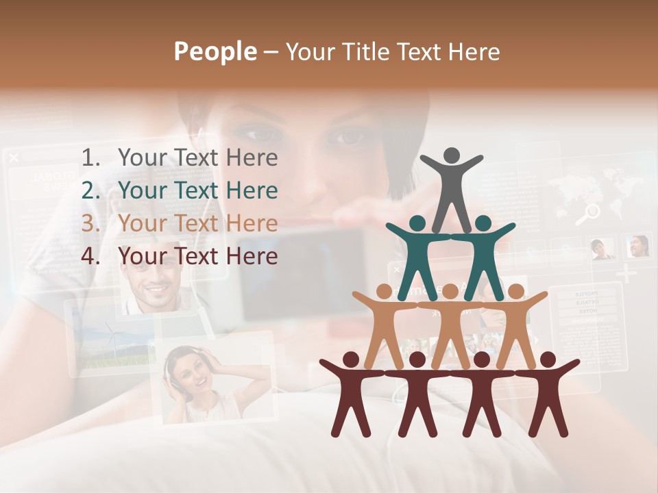 A Woman Holding A Cell Phone In Front Of Her Face PowerPoint Template