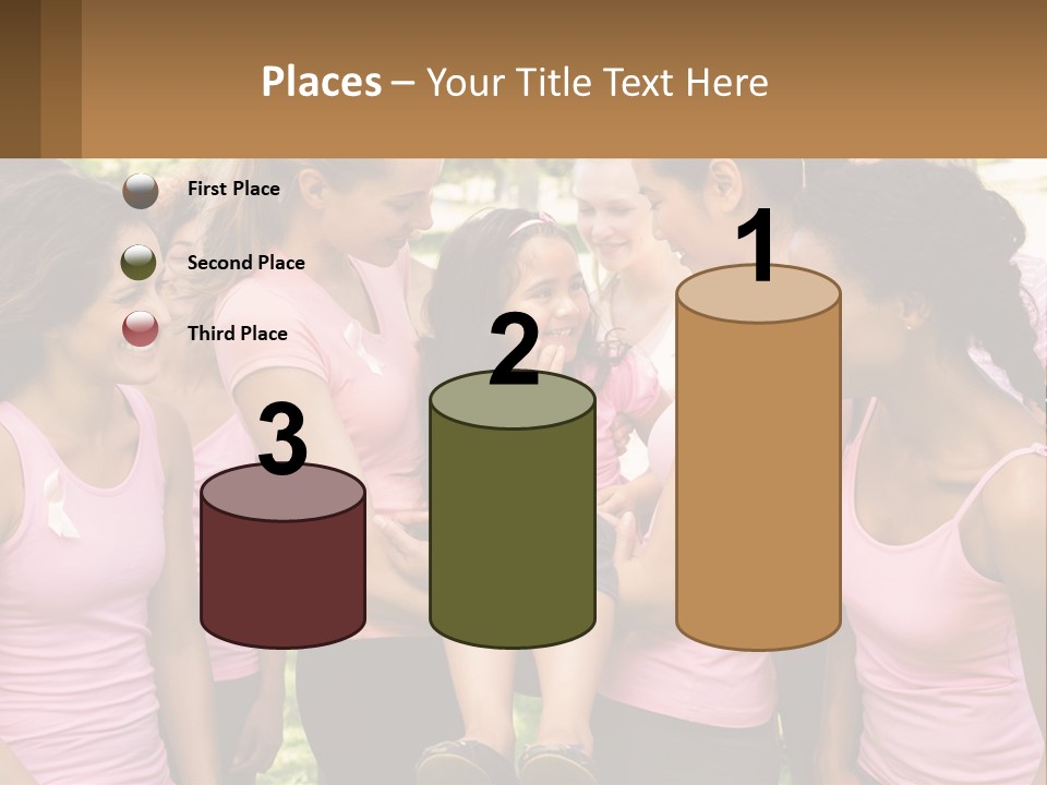 A Group Of Girls In Pink Shirts Are Talking Together PowerPoint Template