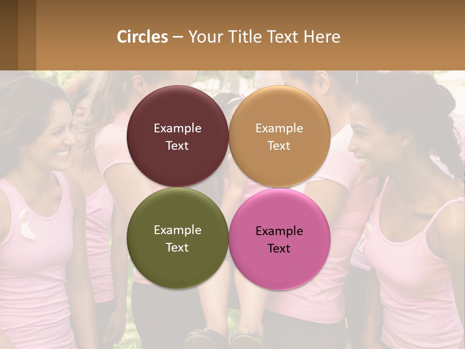 A Group Of Girls In Pink Shirts Are Talking Together PowerPoint Template