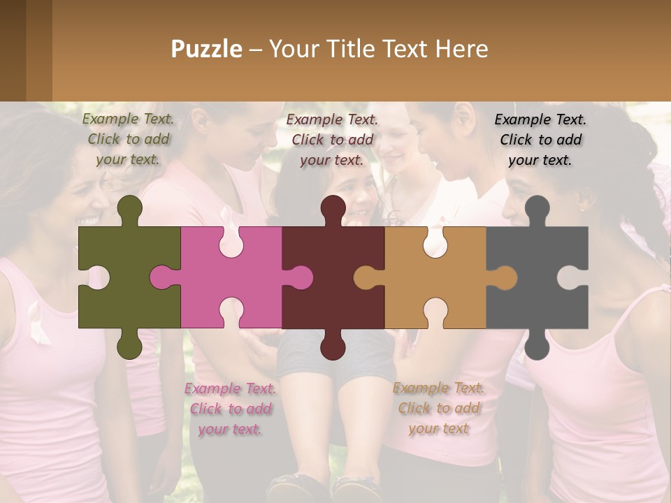 A Group Of Girls In Pink Shirts Are Talking Together PowerPoint Template