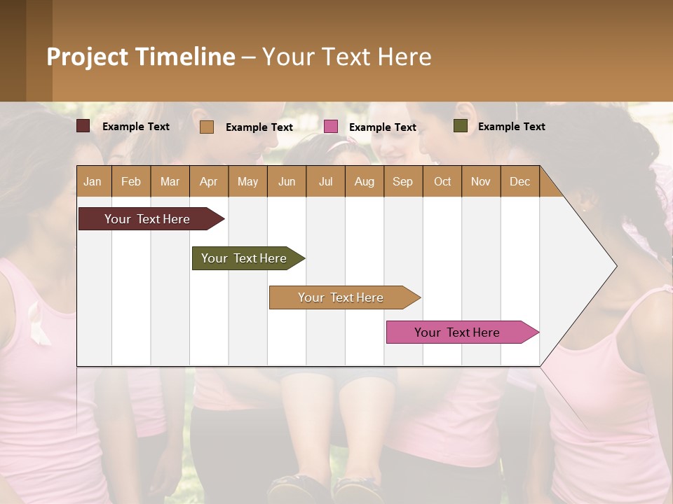 A Group Of Girls In Pink Shirts Are Talking Together PowerPoint Template