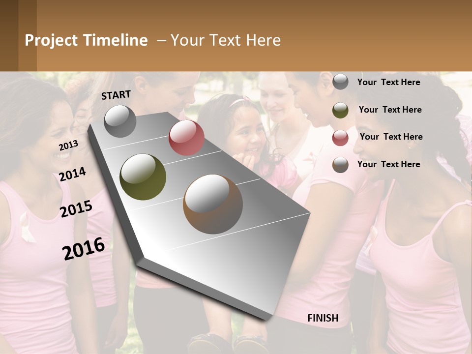 A Group Of Girls In Pink Shirts Are Talking Together PowerPoint Template