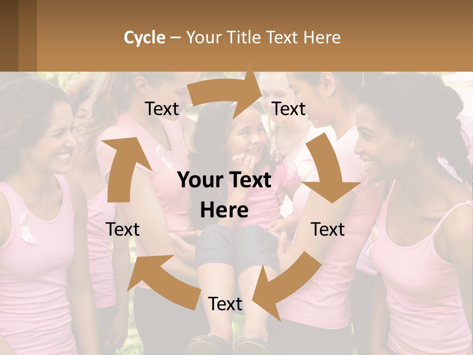A Group Of Girls In Pink Shirts Are Talking Together PowerPoint Template