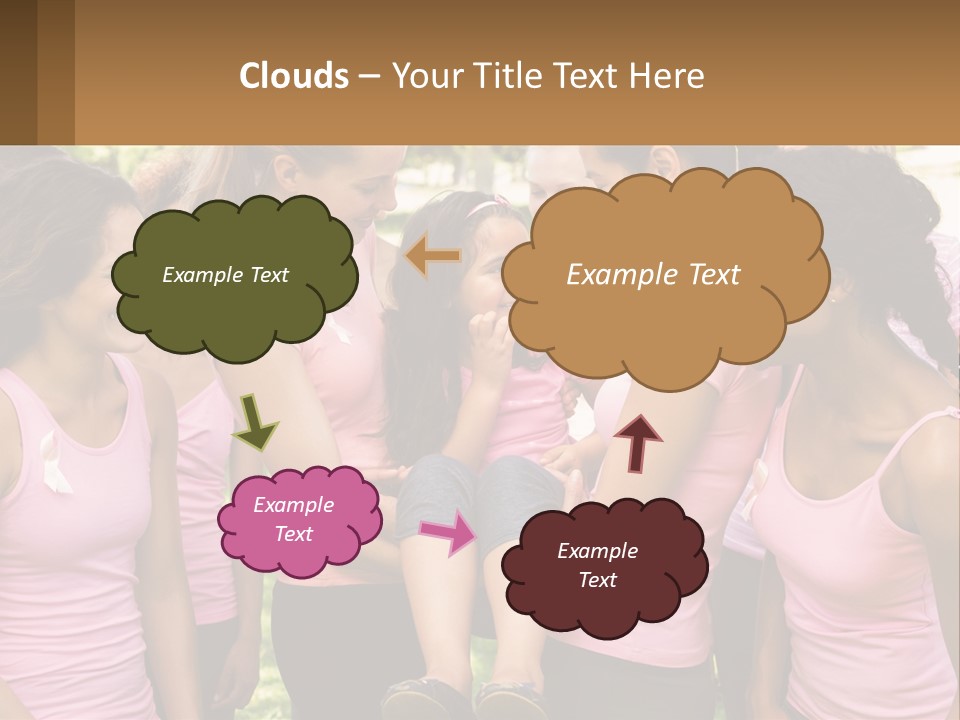 A Group Of Girls In Pink Shirts Are Talking Together PowerPoint Template