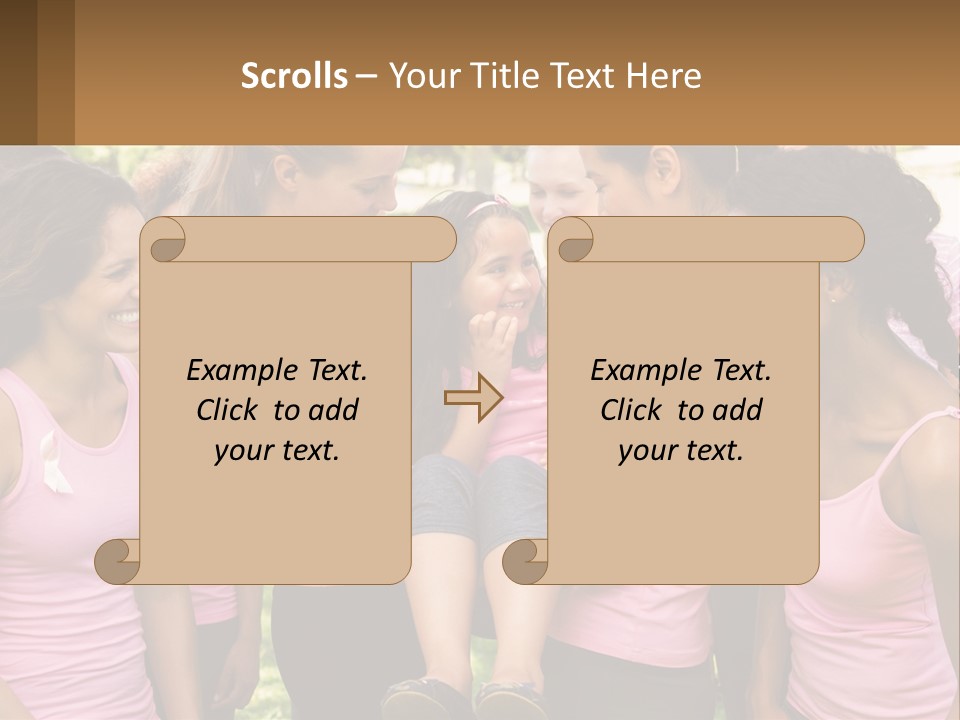 A Group Of Girls In Pink Shirts Are Talking Together PowerPoint Template