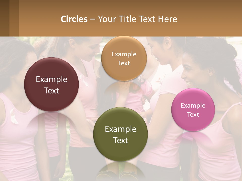 A Group Of Girls In Pink Shirts Are Talking Together PowerPoint Template