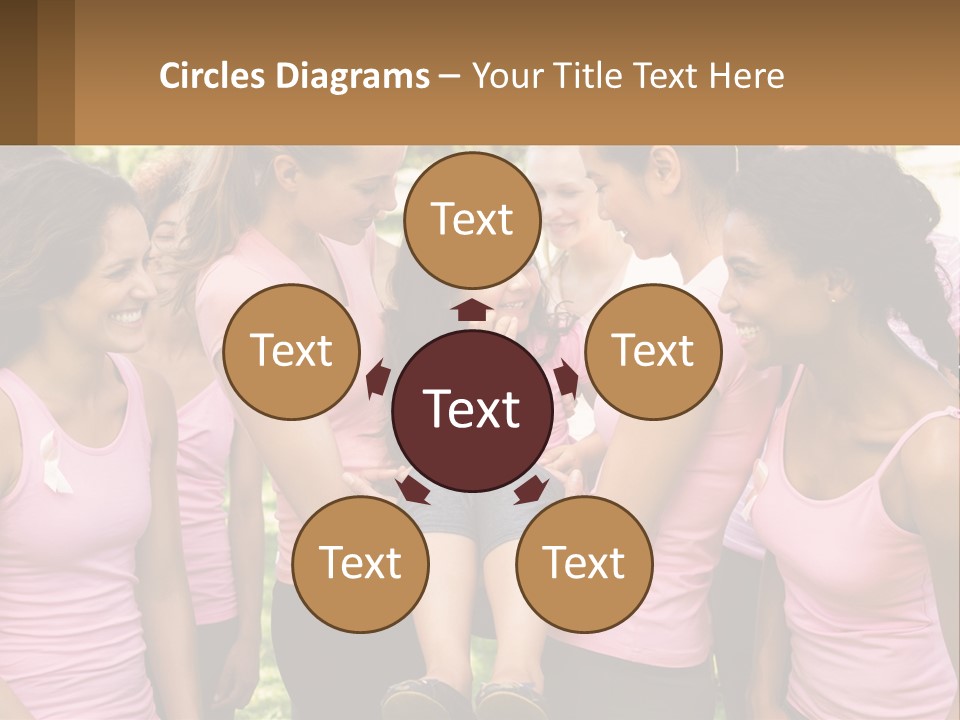 A Group Of Girls In Pink Shirts Are Talking Together PowerPoint Template