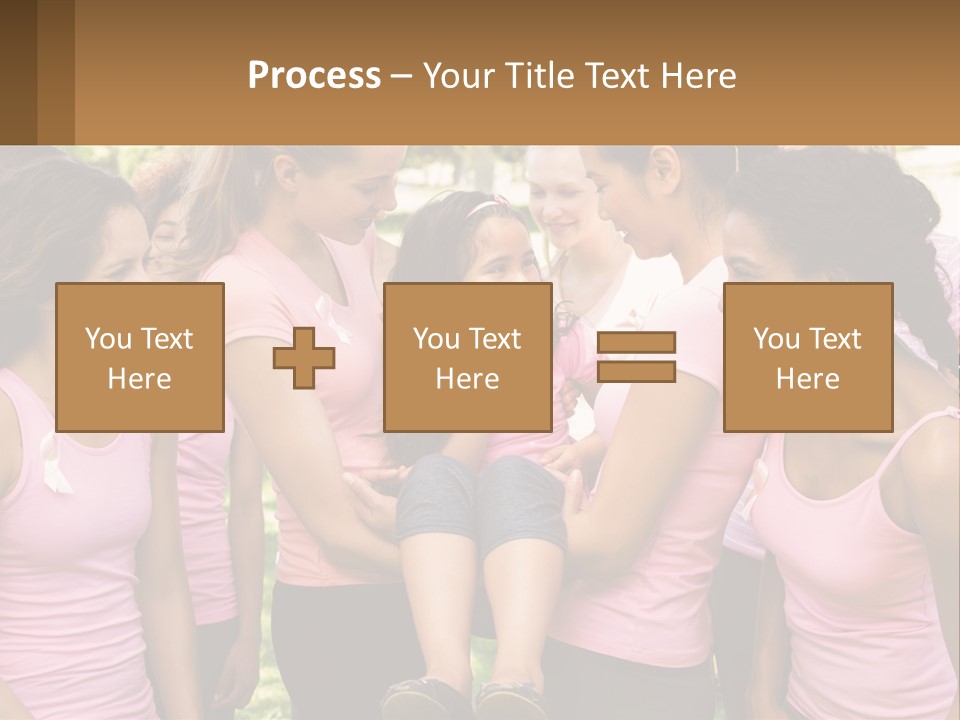 A Group Of Girls In Pink Shirts Are Talking Together PowerPoint Template