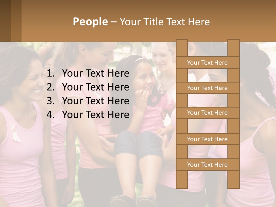 A Group Of Girls In Pink Shirts Are Talking Together PowerPoint Template