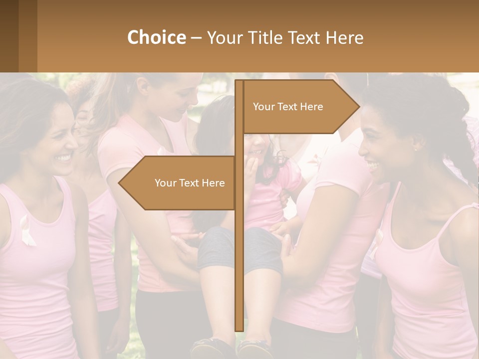 A Group Of Girls In Pink Shirts Are Talking Together PowerPoint Template