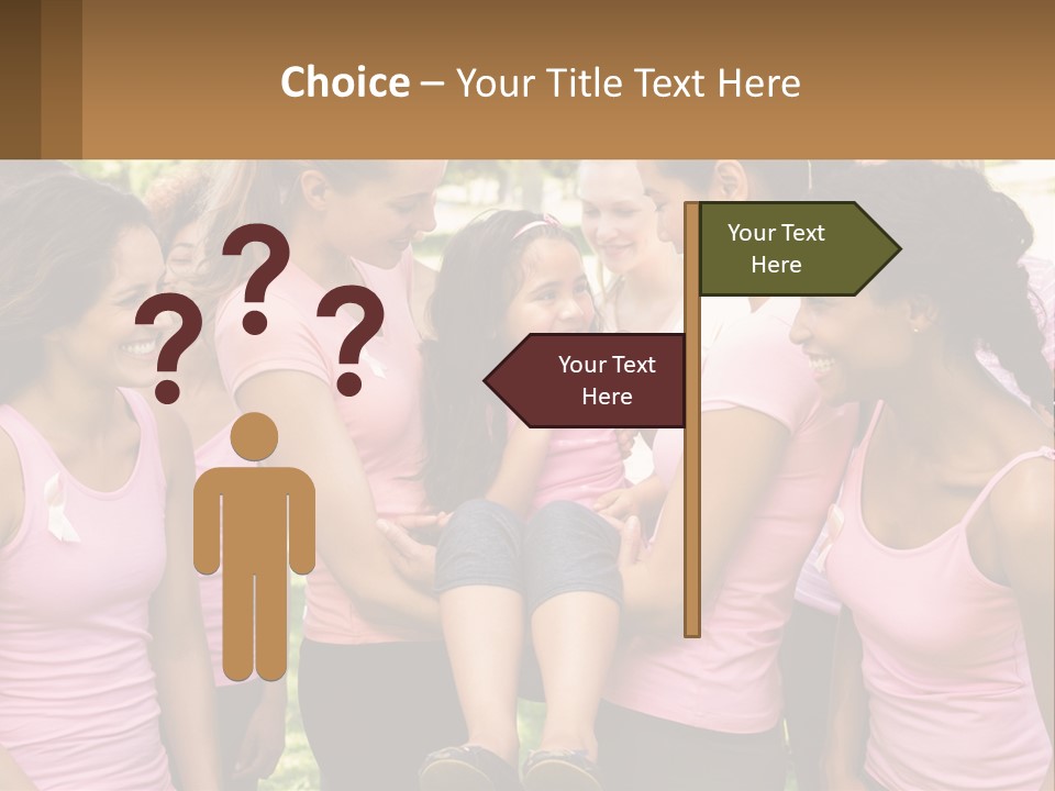 A Group Of Girls In Pink Shirts Are Talking Together PowerPoint Template
