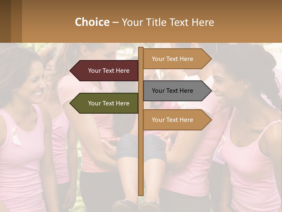 A Group Of Girls In Pink Shirts Are Talking Together PowerPoint Template
