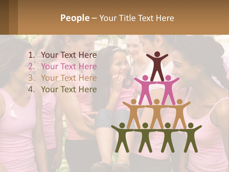 A Group Of Girls In Pink Shirts Are Talking Together PowerPoint Template