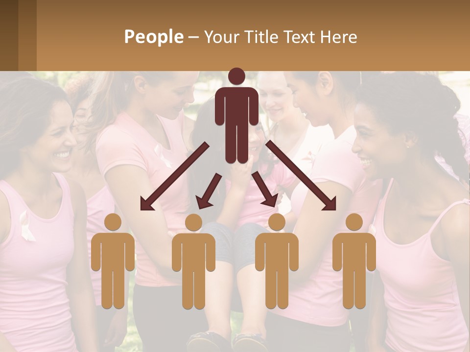 A Group Of Girls In Pink Shirts Are Talking Together PowerPoint Template