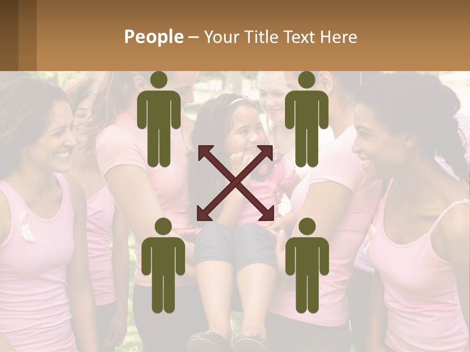 A Group Of Girls In Pink Shirts Are Talking Together PowerPoint Template