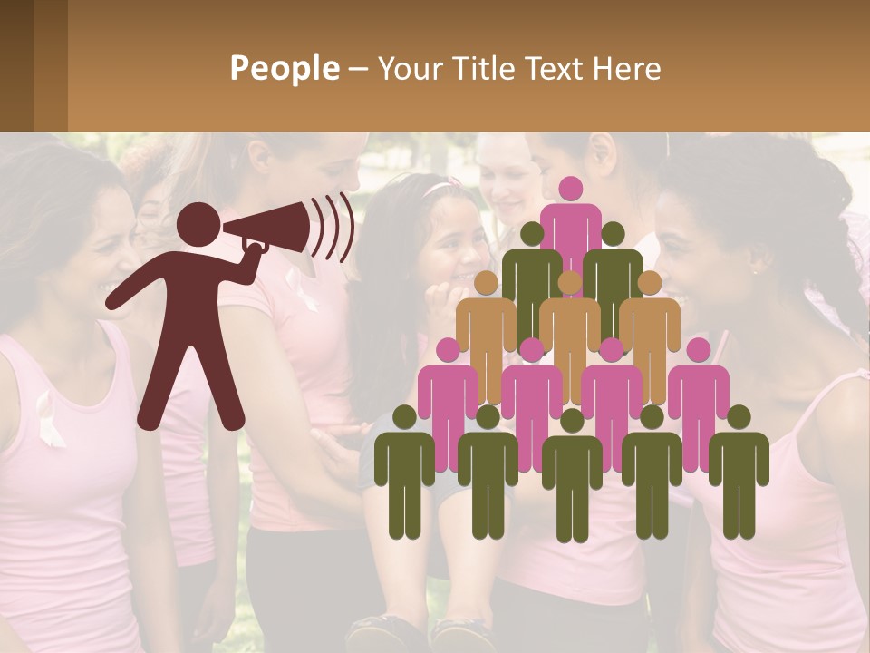 A Group Of Girls In Pink Shirts Are Talking Together PowerPoint Template