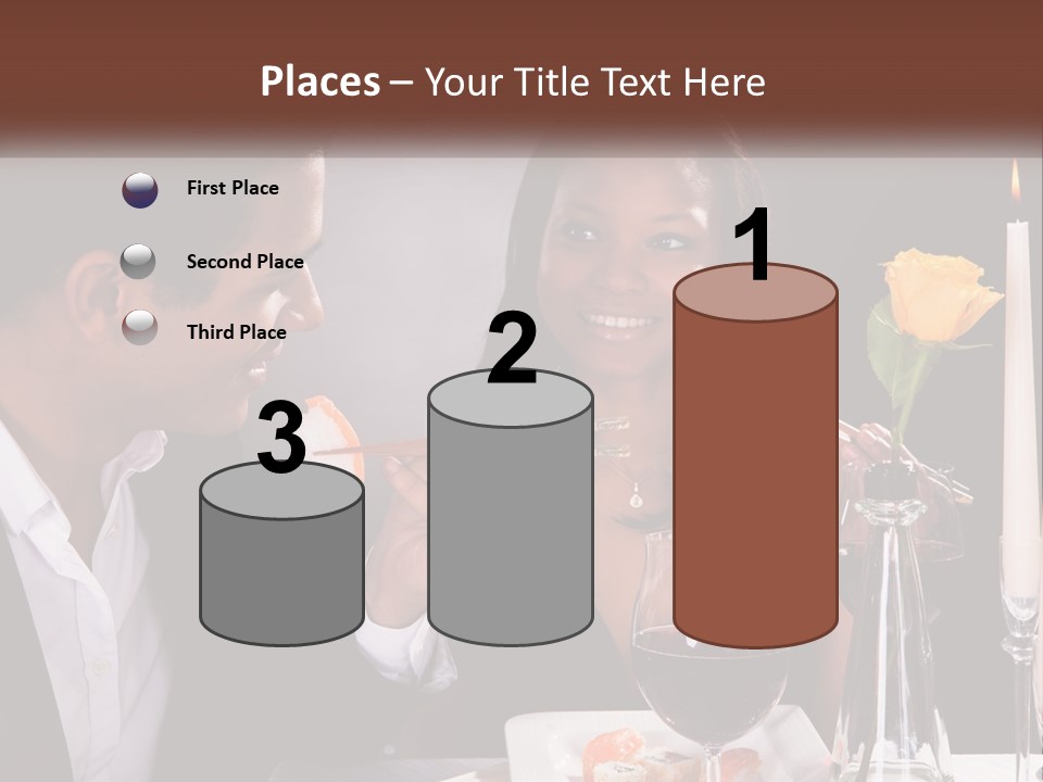 A Man And Woman Eating Sushi At A Restaurant PowerPoint Template