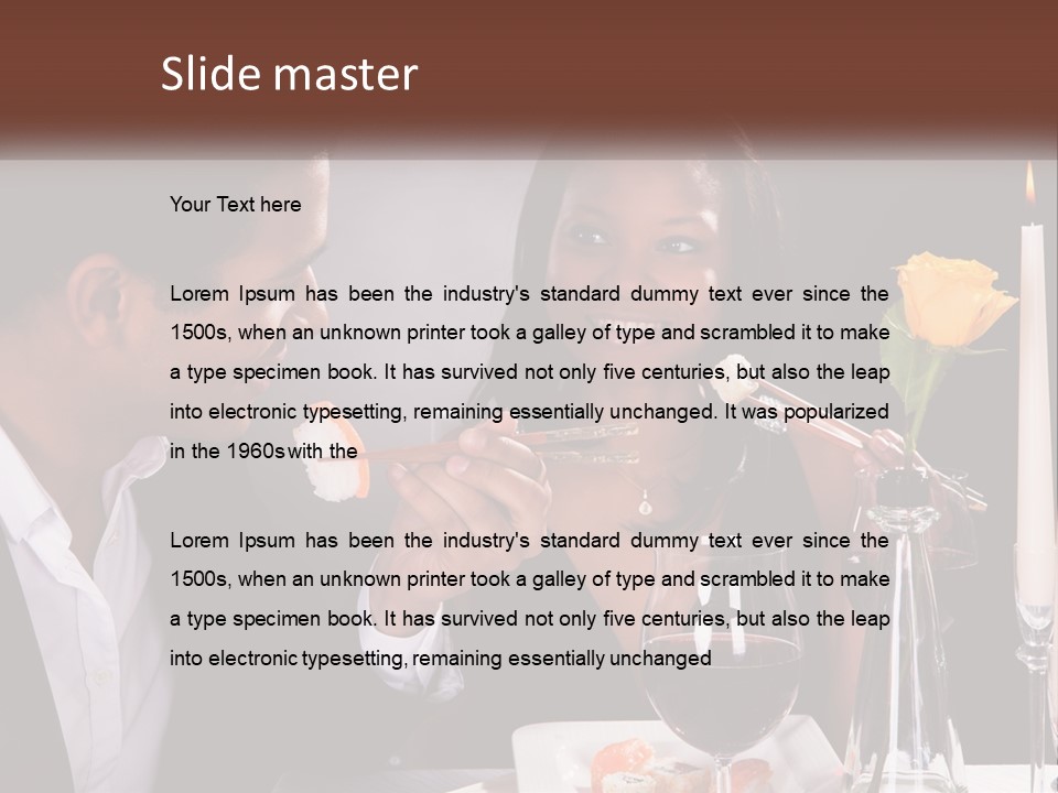 A Man And Woman Eating Sushi At A Restaurant PowerPoint Template
