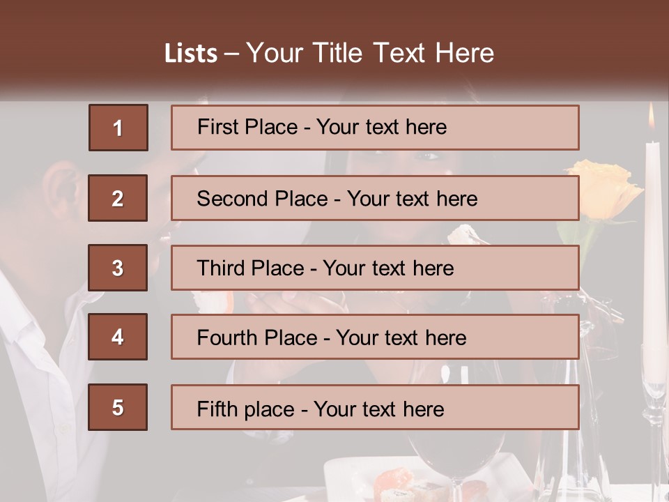 A Man And Woman Eating Sushi At A Restaurant PowerPoint Template