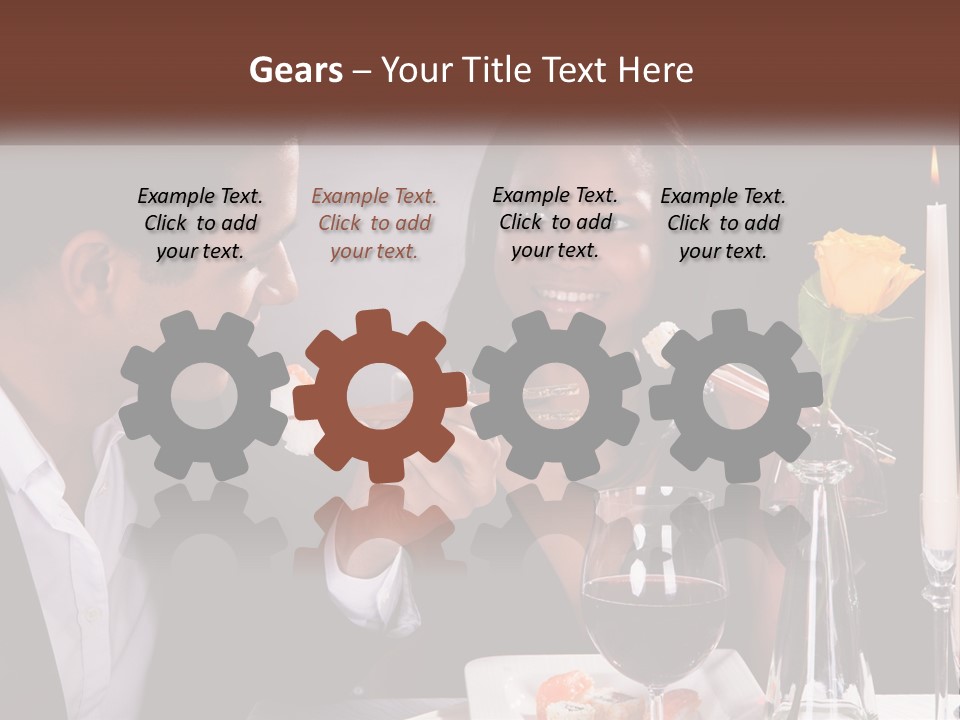 A Man And Woman Eating Sushi At A Restaurant PowerPoint Template