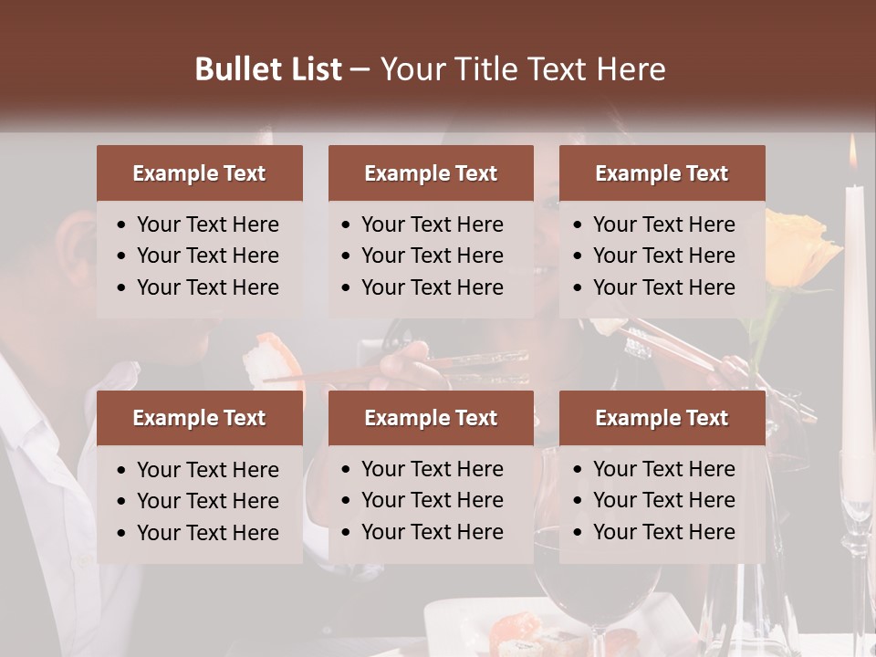 A Man And Woman Eating Sushi At A Restaurant PowerPoint Template