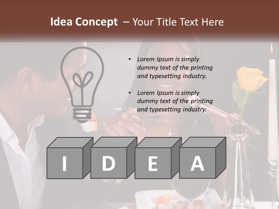 A Man And Woman Eating Sushi At A Restaurant PowerPoint Template